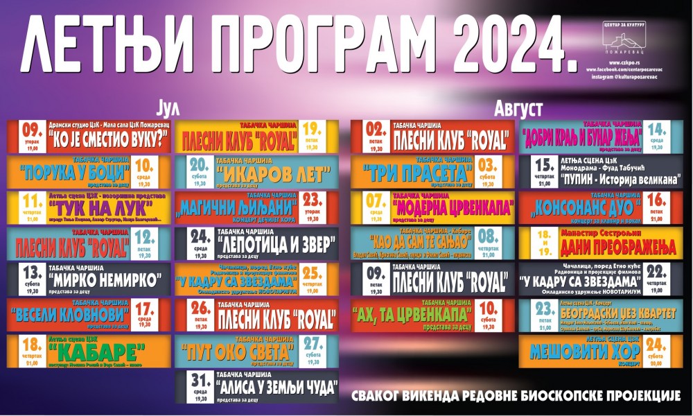 Letnji program Centra za kulturu na tri lokacije