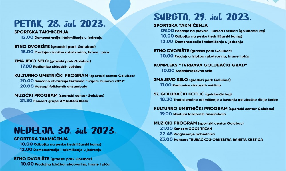 Jubilarni 15. Sajam Dunava od 28. do 30. jula u Golupcu