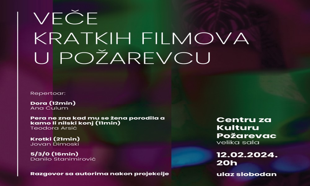 Veče nagrađivanih kratkih filmova mladih domaćih autora