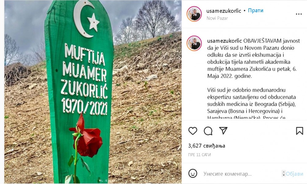 Sutra ekshumacija Muamera Zukorlića