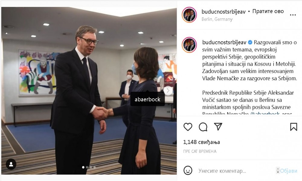 Sastanak Vučića i Berbok u Berlinu
