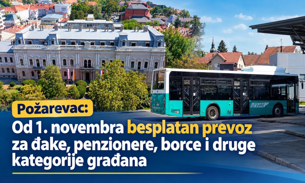 Požarevac: Od 1. novembra besplatan prevoz za đake, penzionere, borce i druge kategorije građana