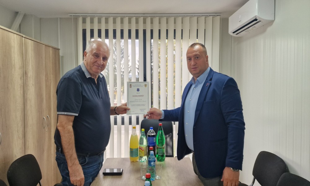Zahvalnica Sektora za vanredne situacije predsedniku opštine Veliko Gradište