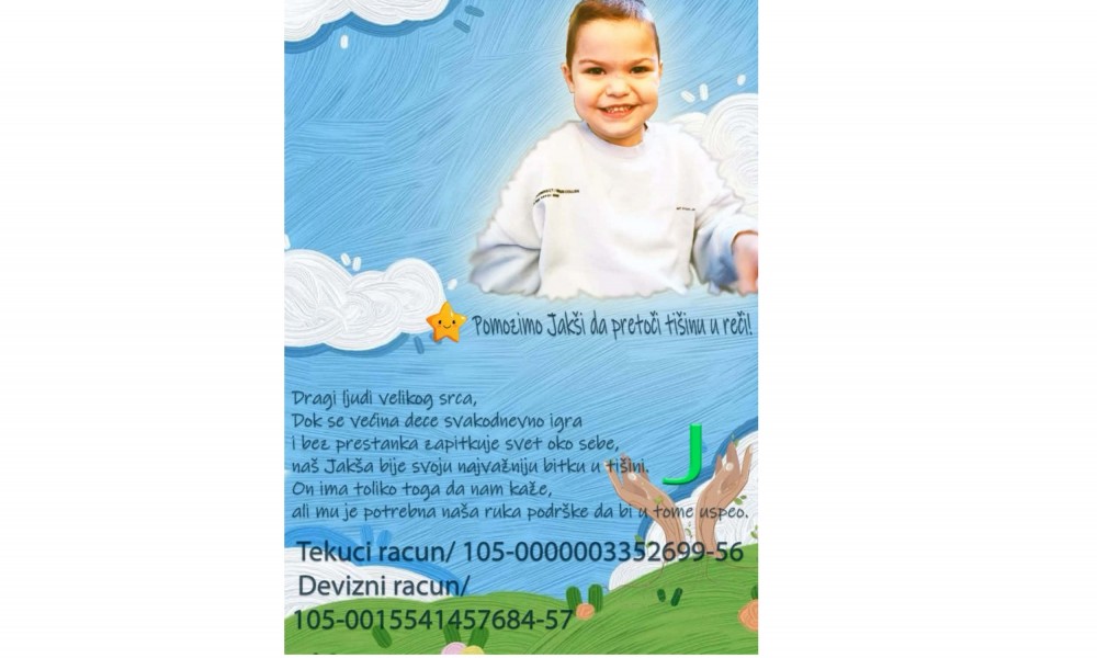 Pomozimo Jakši da svoju tišinu pretvori u reči